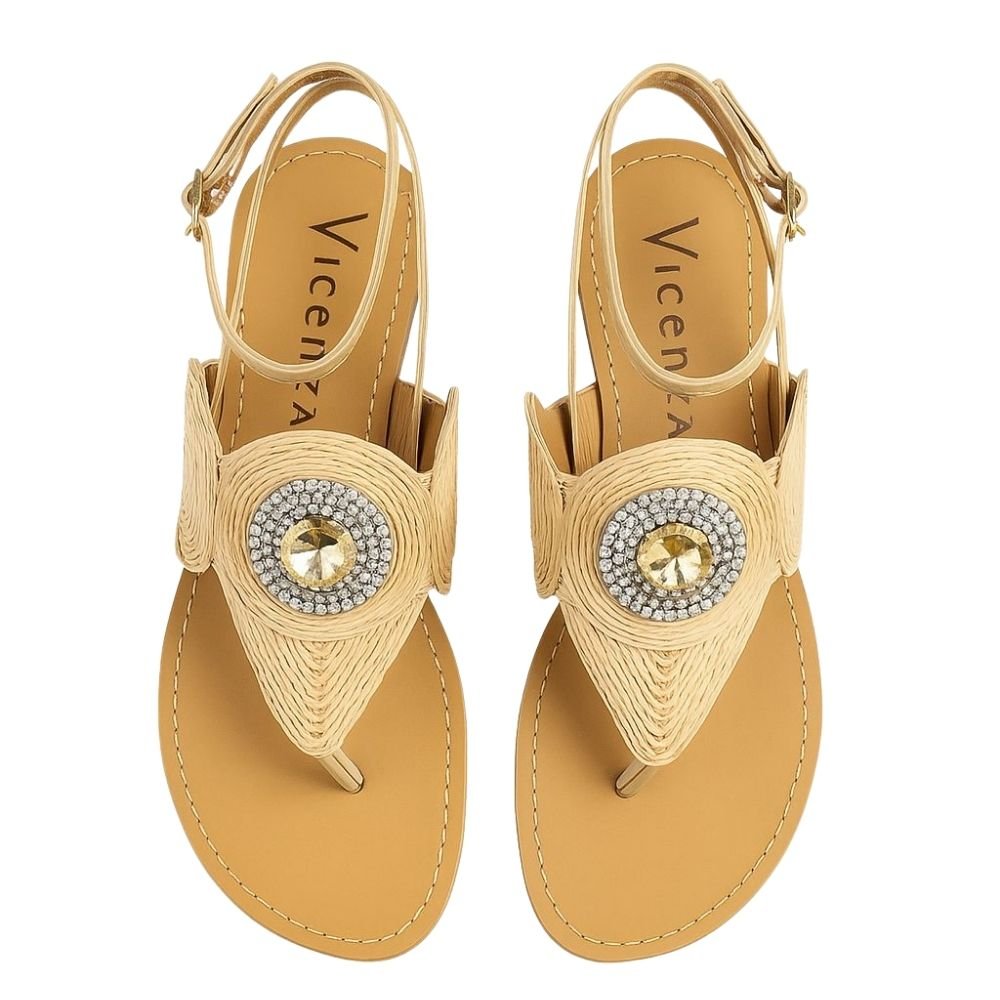 Sandália Rasteira Vicenza Marrom Bege 2