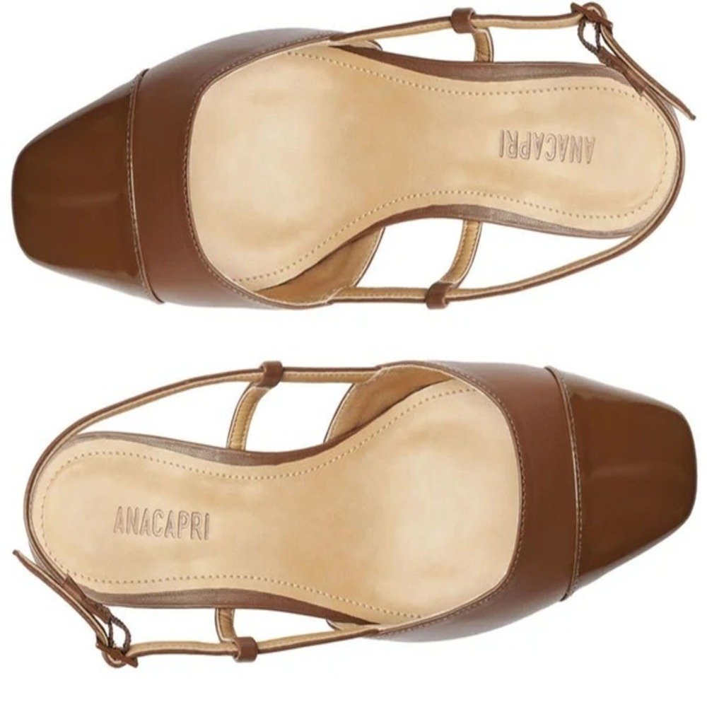 Slingback Anacapri Salto Bloco Ponta Verniz Marrom Marrom 2