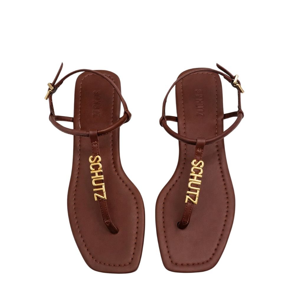 Sandália Rasteira Schutz  Marrom Marrom 2