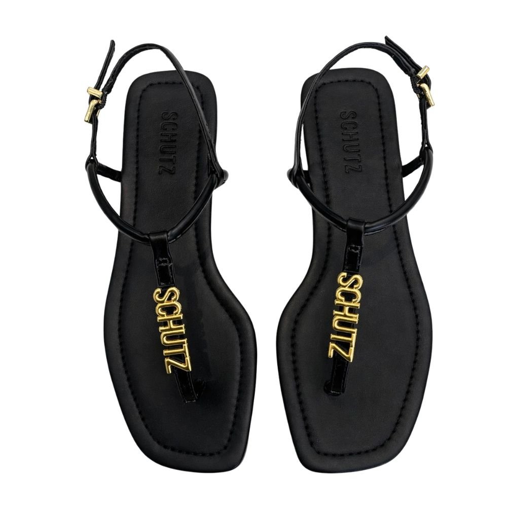 Sandália Rasteira Schutz Preto Preto 2