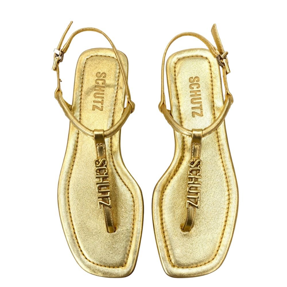 Sandália Rasteira Schutz Dourado Dourado 2
