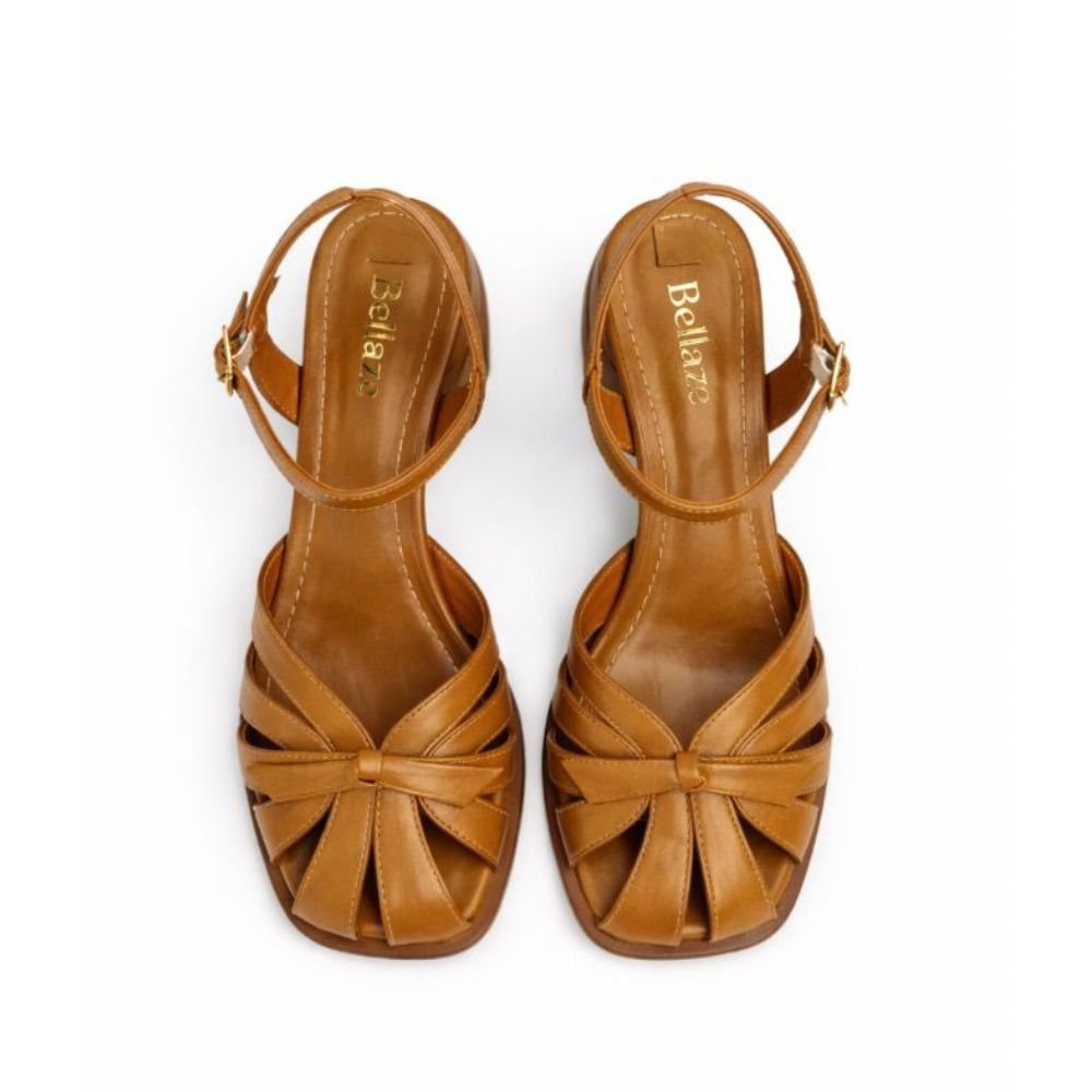 Sandália Bellaze Salto Bloco Marrom Marrom 2
