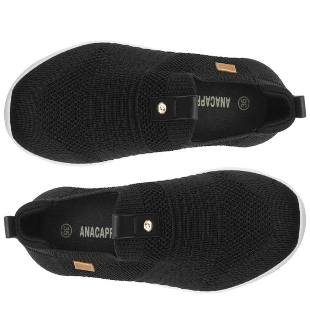 Tênis Anacapri Slip On Streech Jogging Knit Preto Preto 2