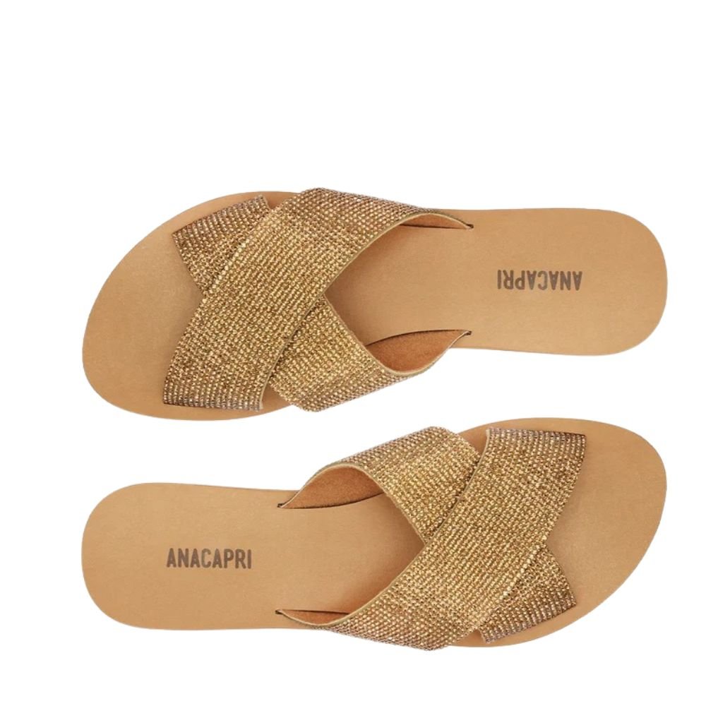 Rasteira Anacapri Tiras Cruzadas Dourado Dourado 2