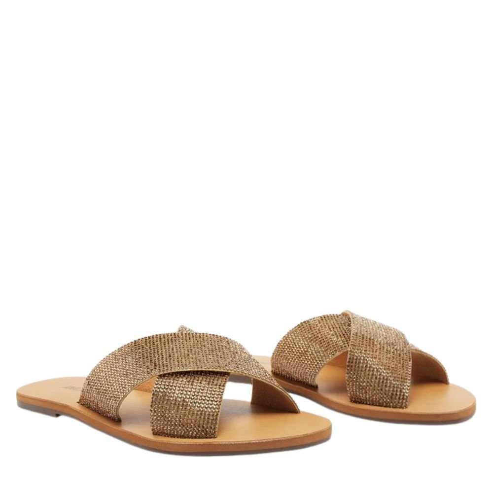 Rasteira Anacapri Tiras Cruzadas Dourado Dourado 3