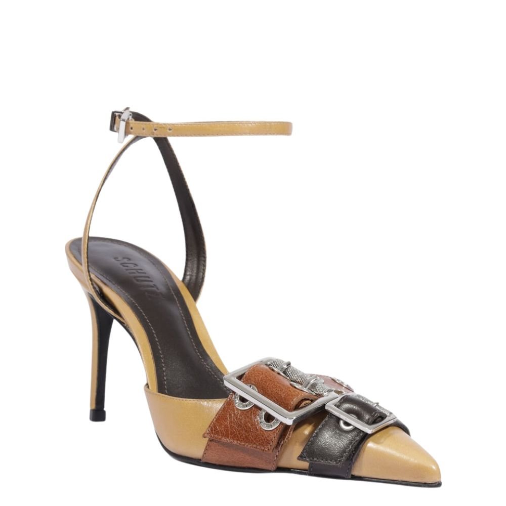 Slingback Schutz Com Detalhe Marrom