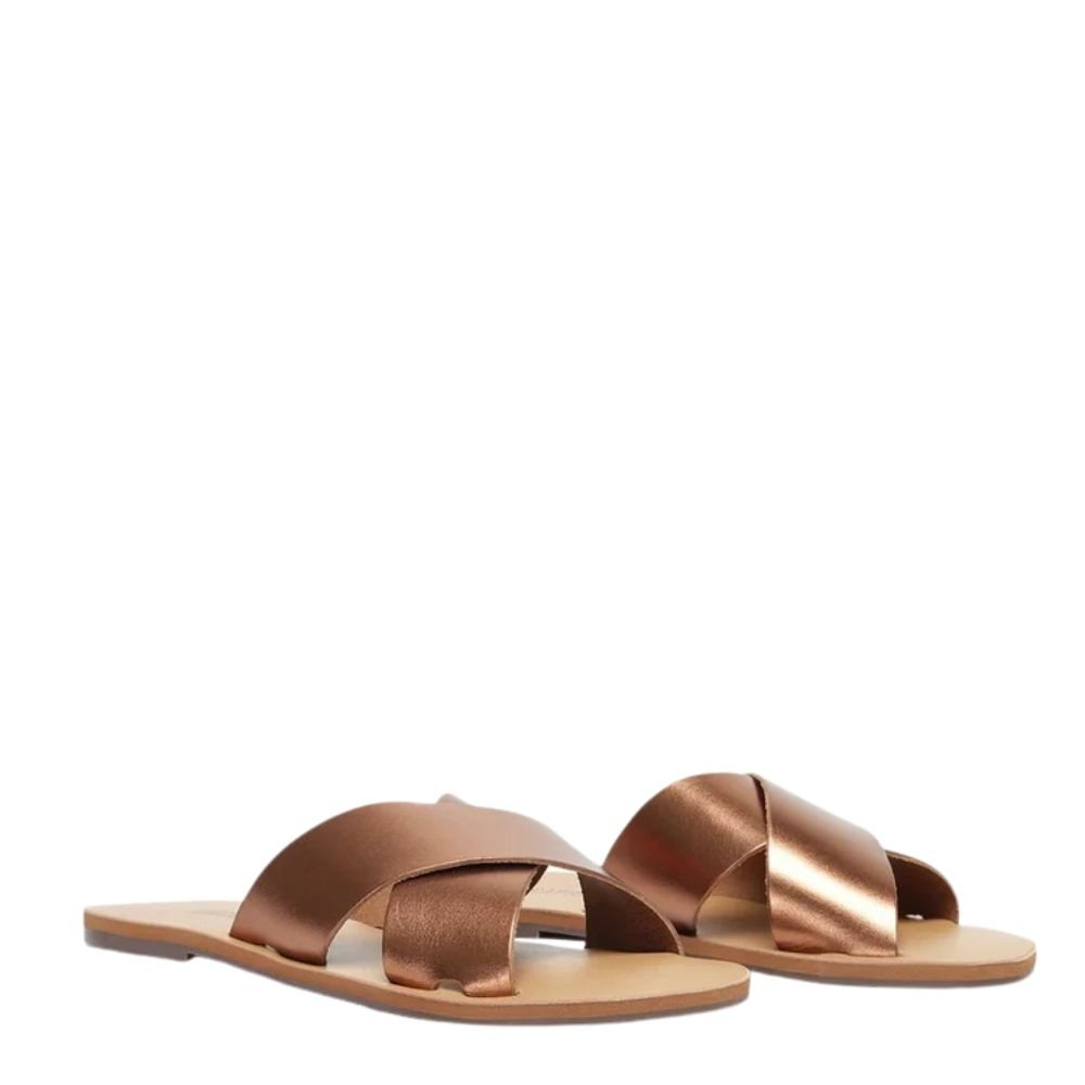 Rasteira Anacapri De Tiras Marrom Dourado 2