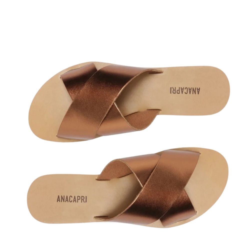 Rasteira Anacapri De Tiras Marrom Dourado 3