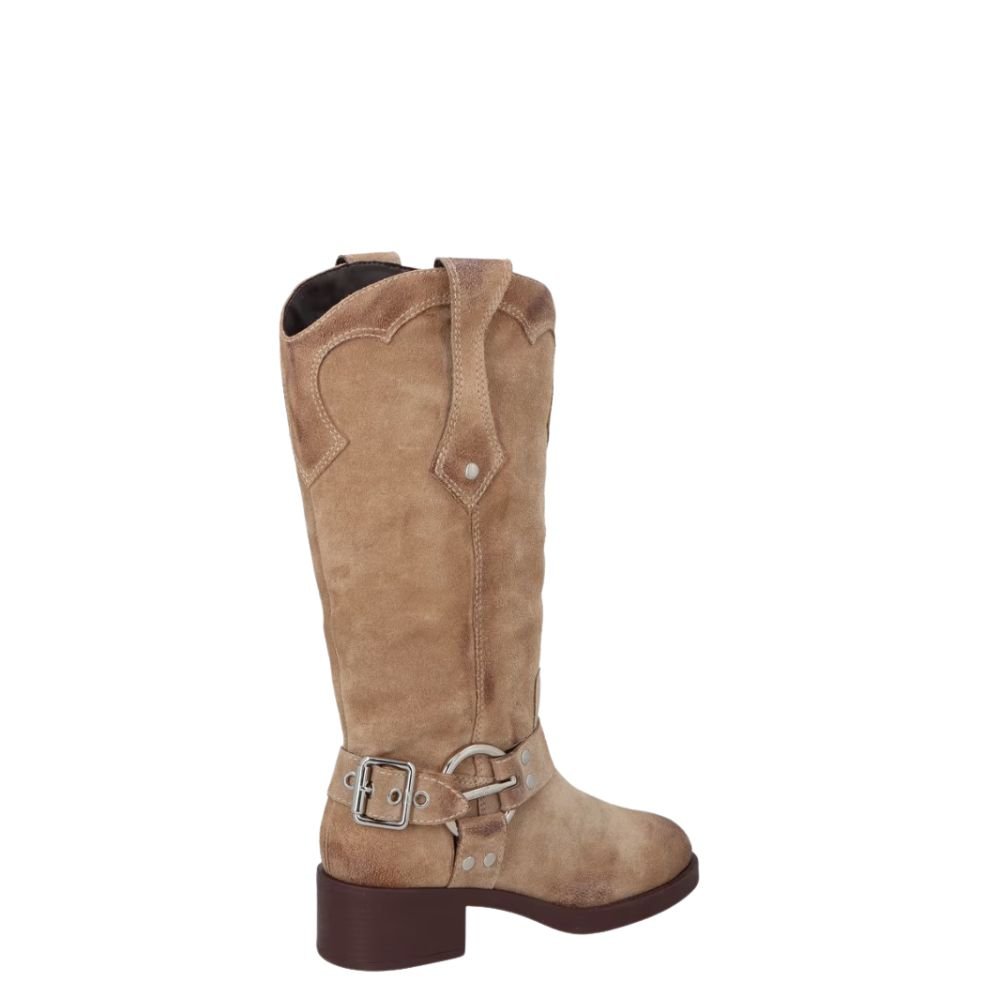 Bota Luiza Barcelos Biker Cano Médio Bege Bege 3