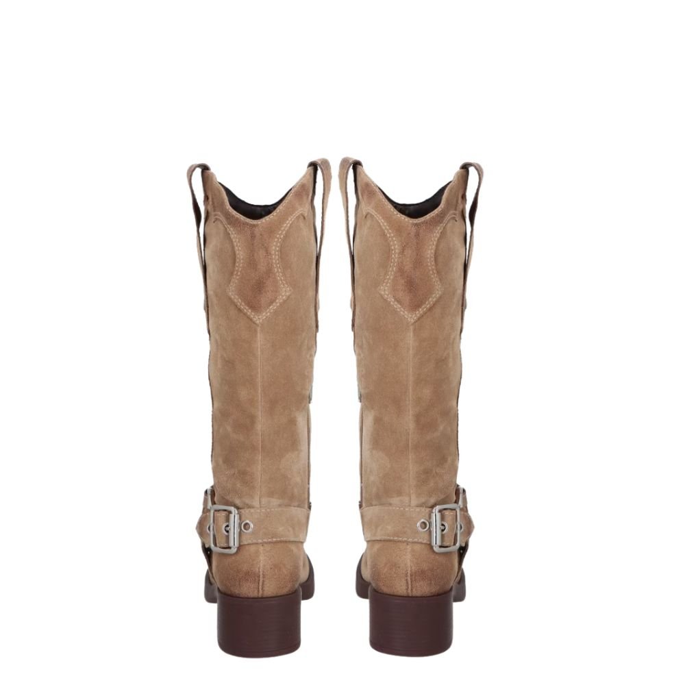 Bota Luiza Barcelos Biker Cano Médio Bege Bege 4