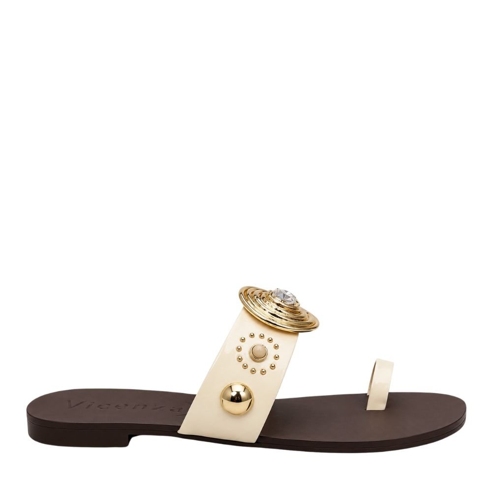 Rasteira Vicenza Com Detalhes Off White