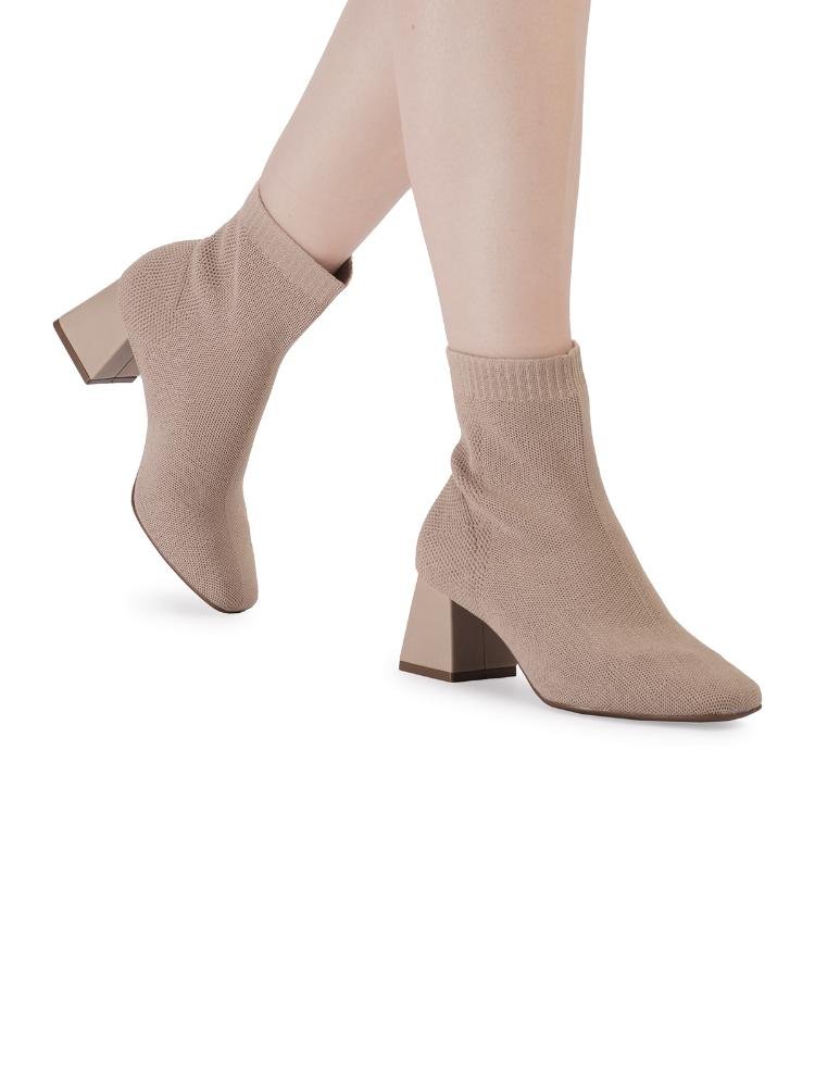 Bota Feminina Bebecê Knit Block Bege 2