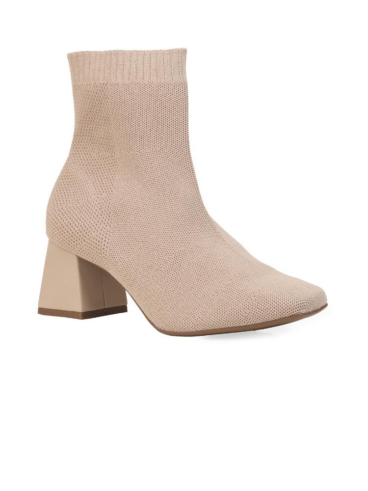 Bota Feminina Bebecê Knit Block Bege 3
