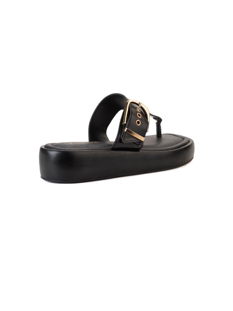 Flatform Bebecê Com Enfeite Fivela Maxi Preto 4