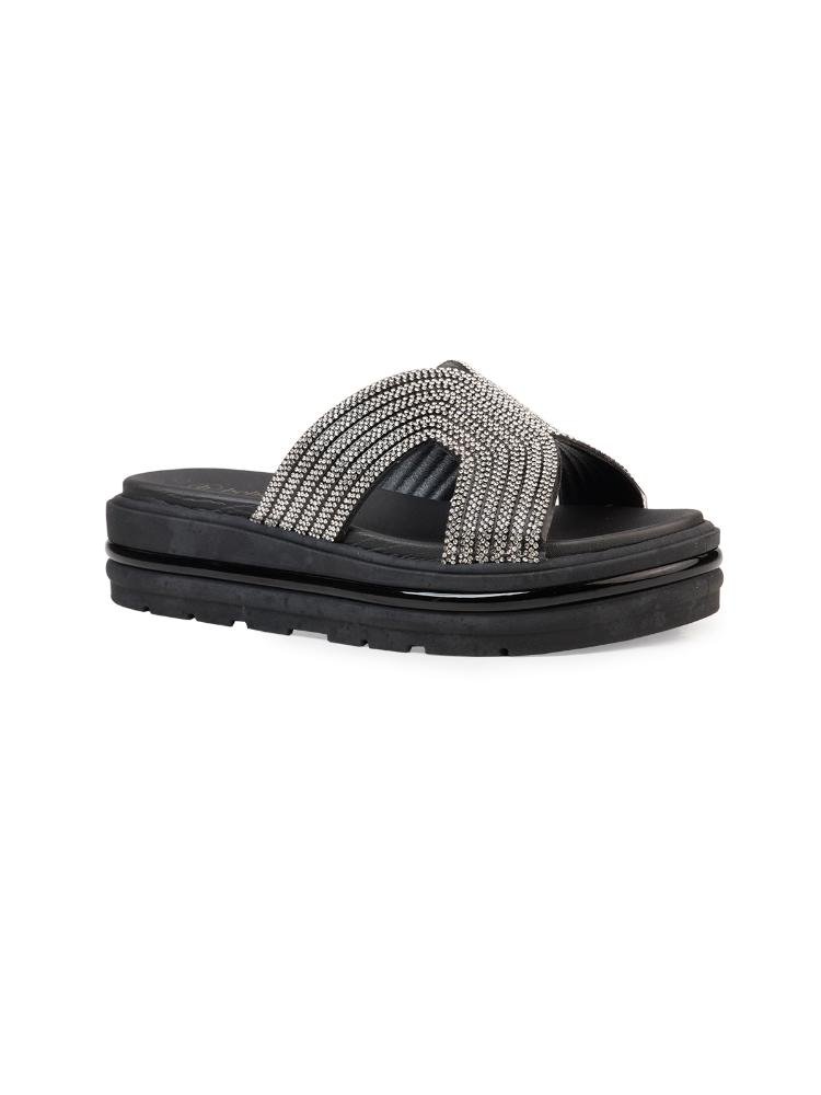 Chinelo Flatform Bebecê com Strass Preto 3