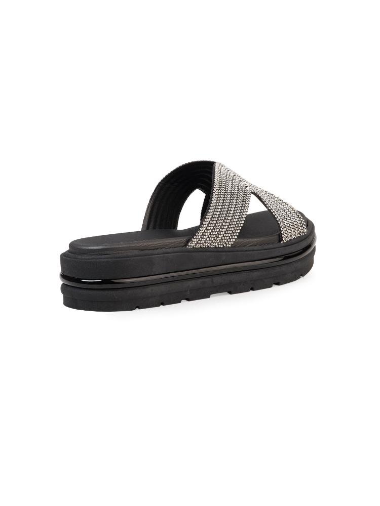 Chinelo Flatform Bebecê com Strass Preto 4
