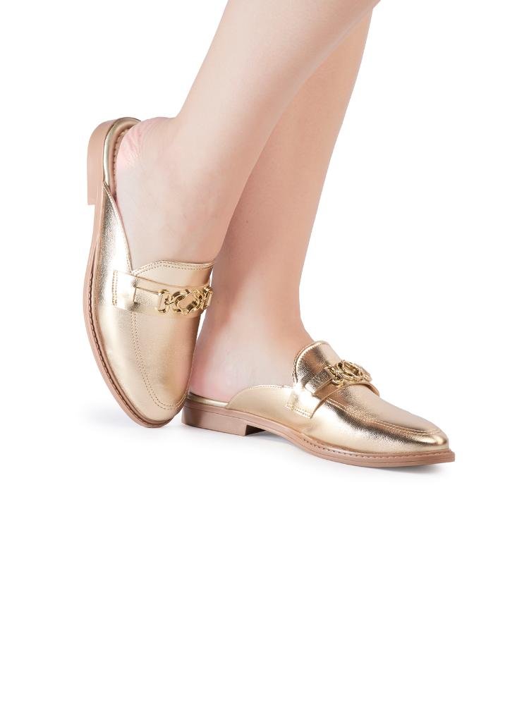 Mule Bebecê Confortável Detalhe Sofisticado Dourado 2
