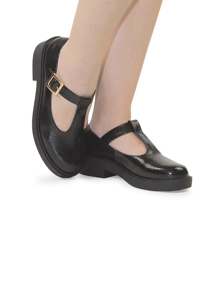 Oxford Feminino Bebecê Salto Baixo Bloco Com Detalhe Fivela Preto 2