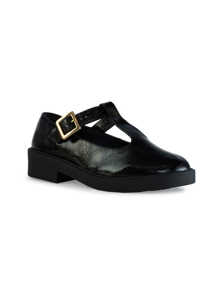Oxford Feminino Bebecê Salto Baixo Bloco Com Detalhe Fivela Preto 3