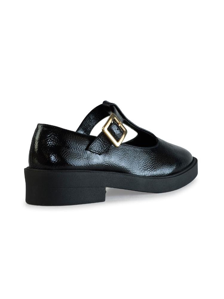 Oxford Feminino Bebecê Salto Baixo Bloco Com Detalhe Fivela Preto 4