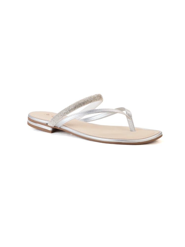 Rasteira Bebecê Com Tira Em Strass Prata 3