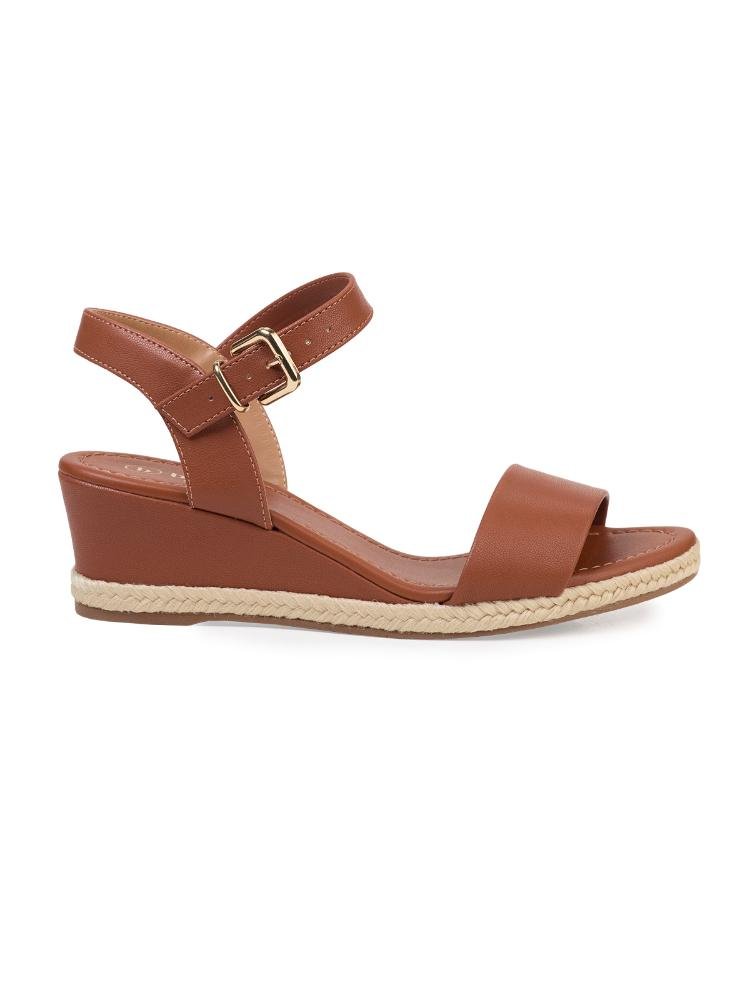 Sandália Bebecê Anabela Fivela Natural