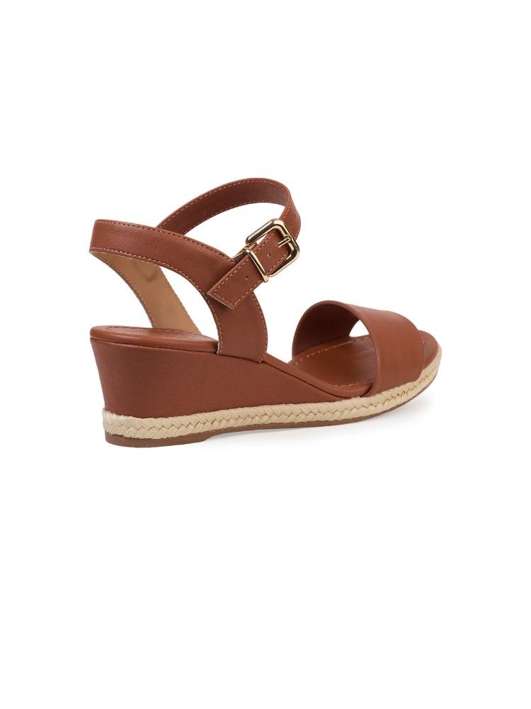 Sandália Bebecê Anabela Fivela Natural Marrom 4