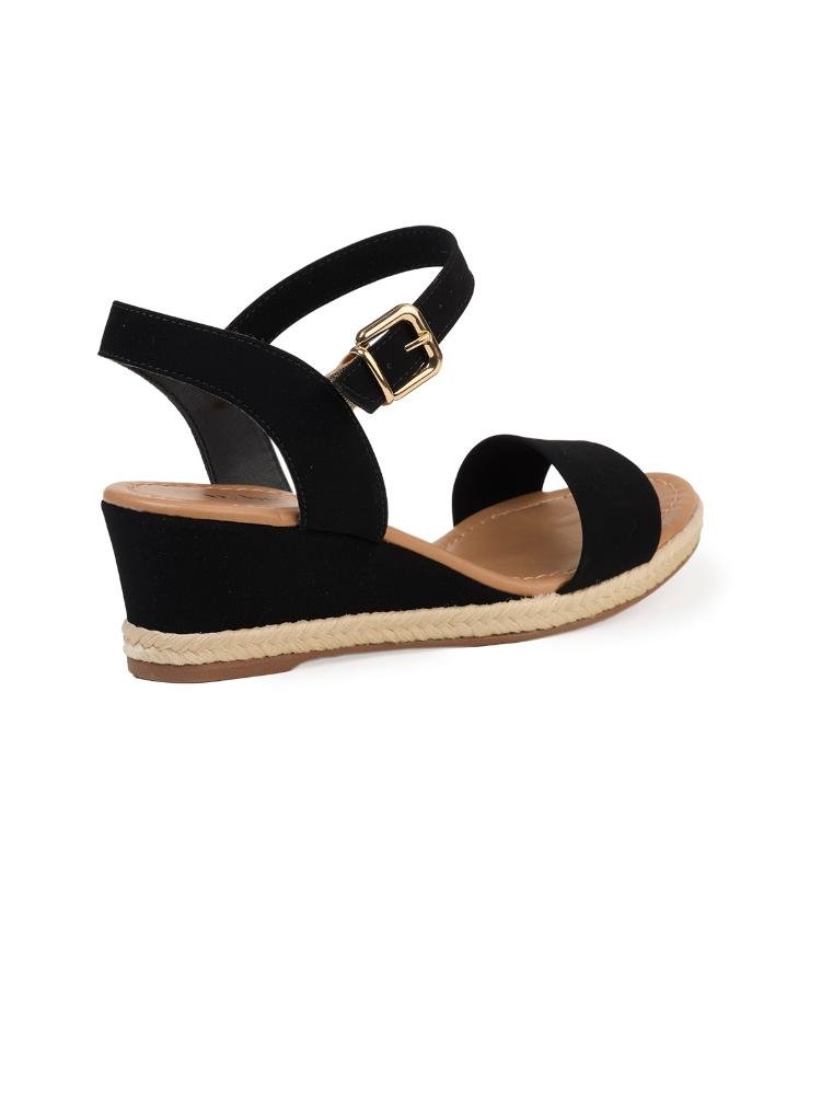 Sandália Bebecê Anabela Fivela Natural Preto 4