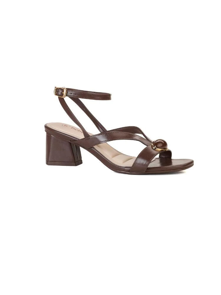 Sandália Bebece Salto Bloco Tira Calcanhar Com Enfeite Marrom 3