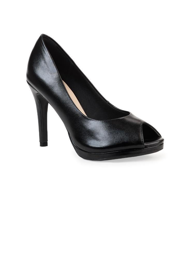 Peep Toe Salto Alto Bebecê Texturizado Preto 3