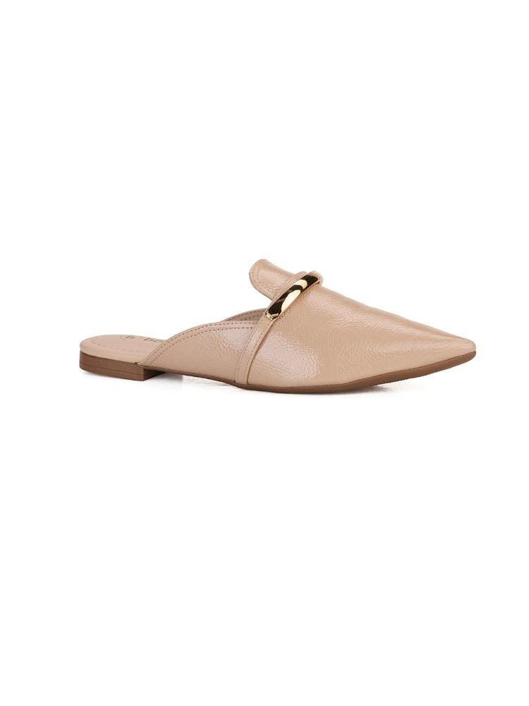 Mule Bebecê Fivela Metalizada Com Enfeite Dourado Nude 3