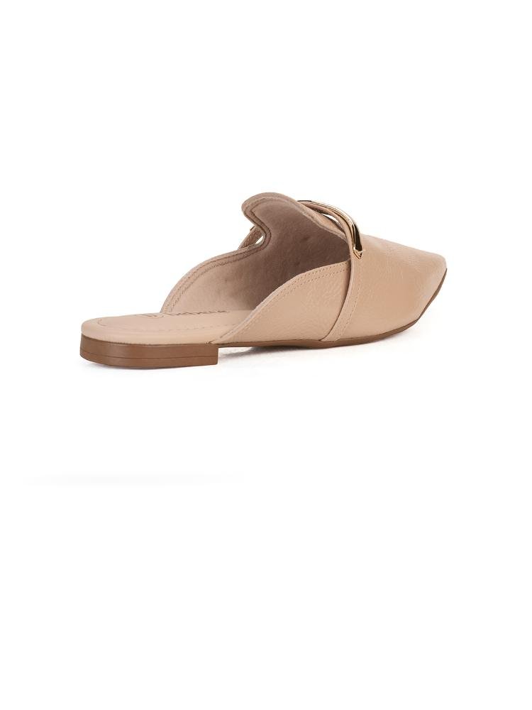 Mule Bebecê Fivela Metalizada Com Enfeite Dourado Nude 4