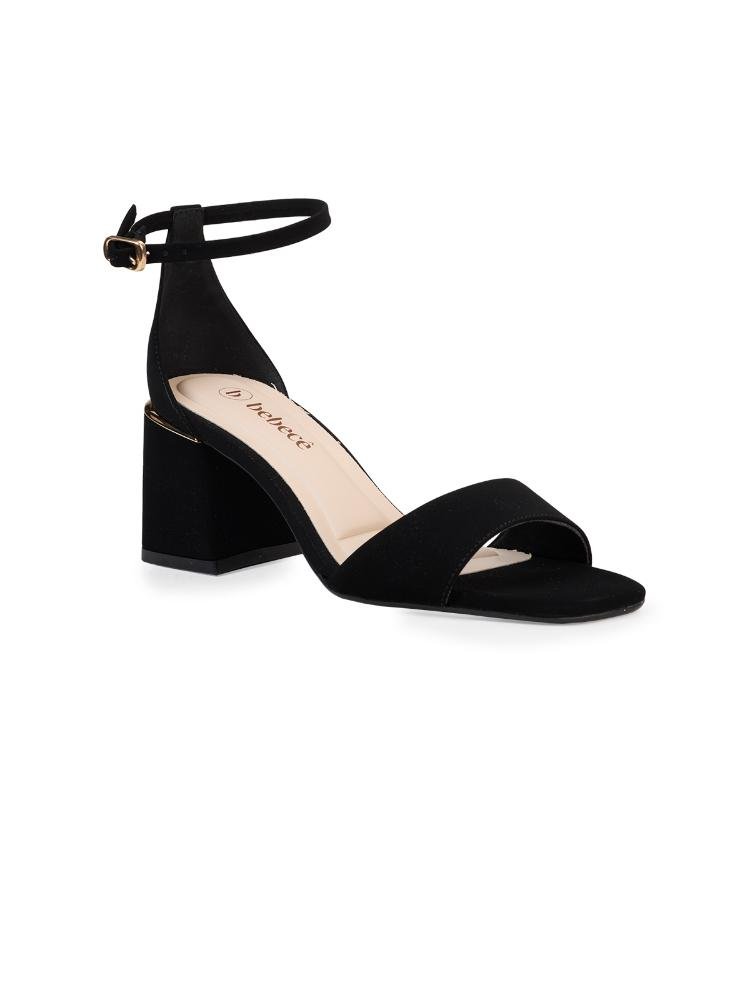 Sandália Bebecê com Salto Bloco e Tira Minimalista Preto 3