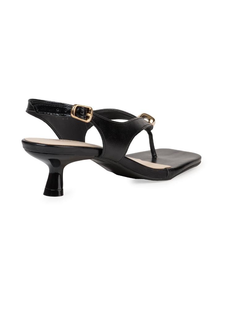 Sandália Bebecê Kitten Heel com Tiras e Detalhe Metalizado Preto 4