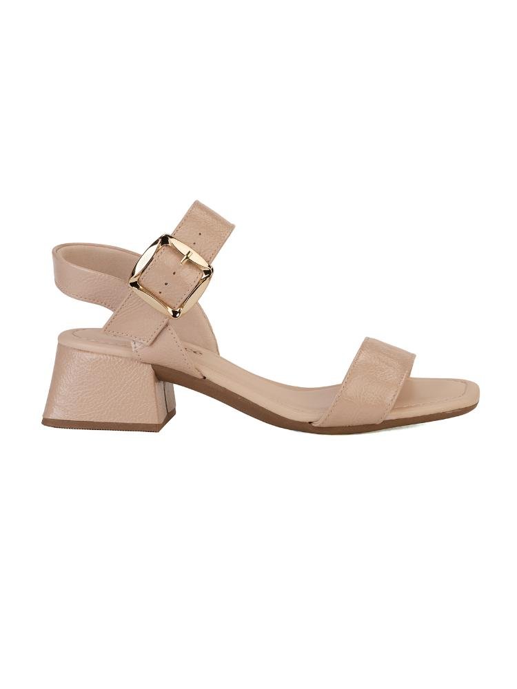 Sandália Bebecê Salto Bloco Maxi Fivela Bico Quadrado