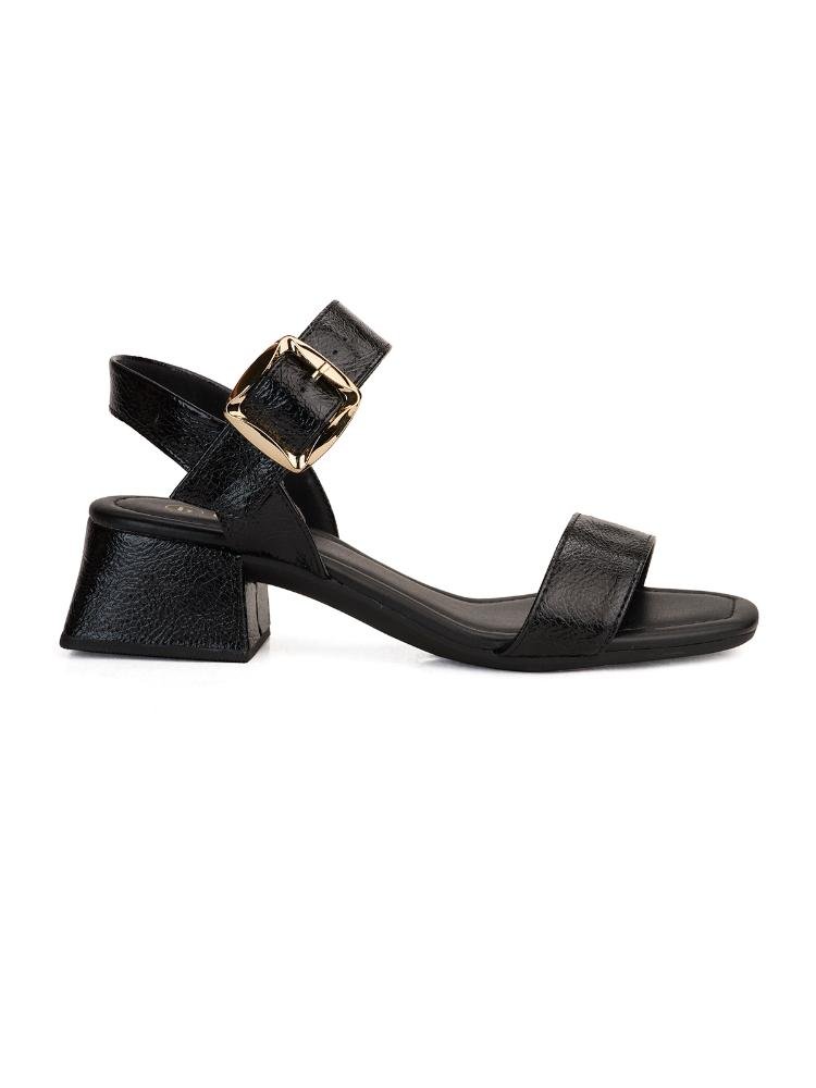 Sandália Bebecê Salto Bloco Maxi Fivela Bico Quadrado