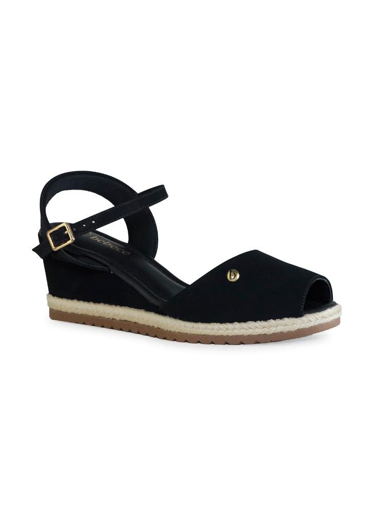 Sandália Espadrille Anabela Bebecê Detalhe Com Fivela Preto 3