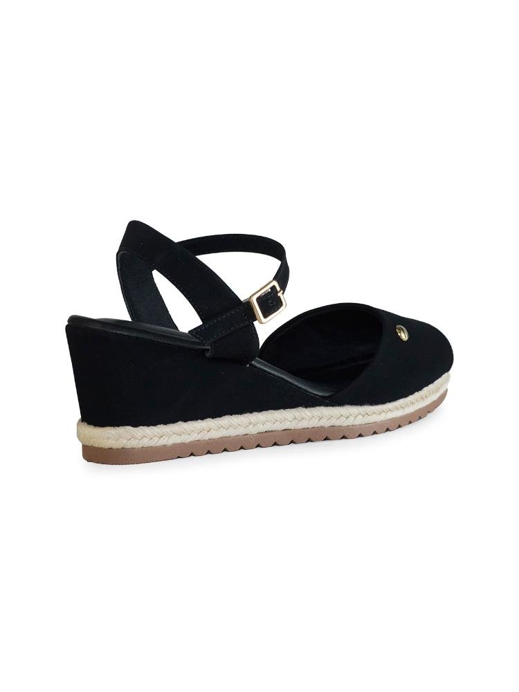 Sandália Espadrille Anabela Bebecê Detalhe Com Fivela Preto 4