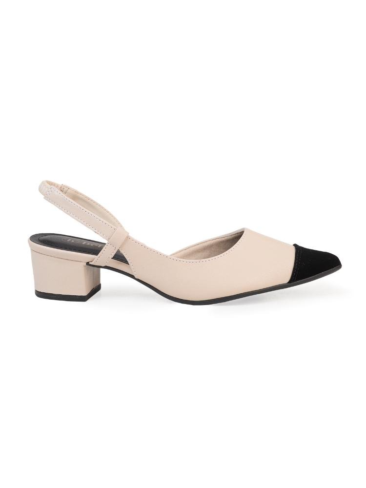 Sapatilha Slingback Bebecê Bicolor com Bico Contrastante