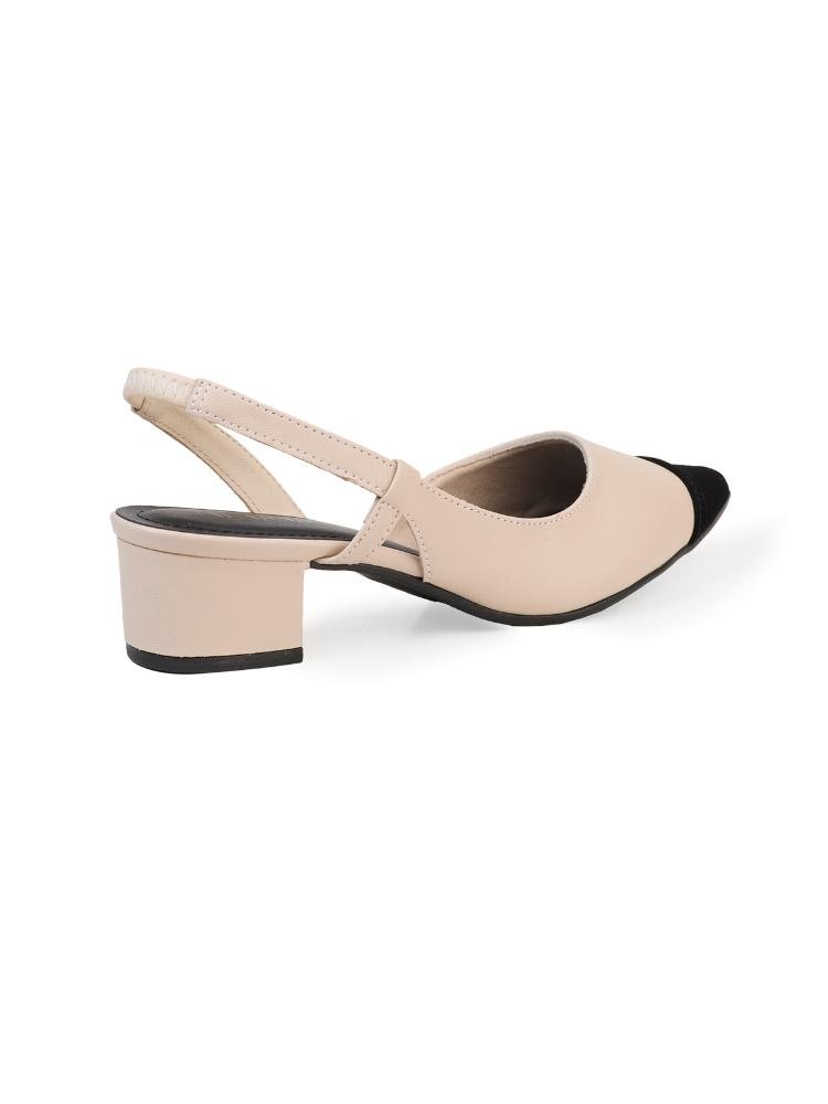 Sapatilha Slingback Bebecê Bicolor com Bico Contrastante Creme 4