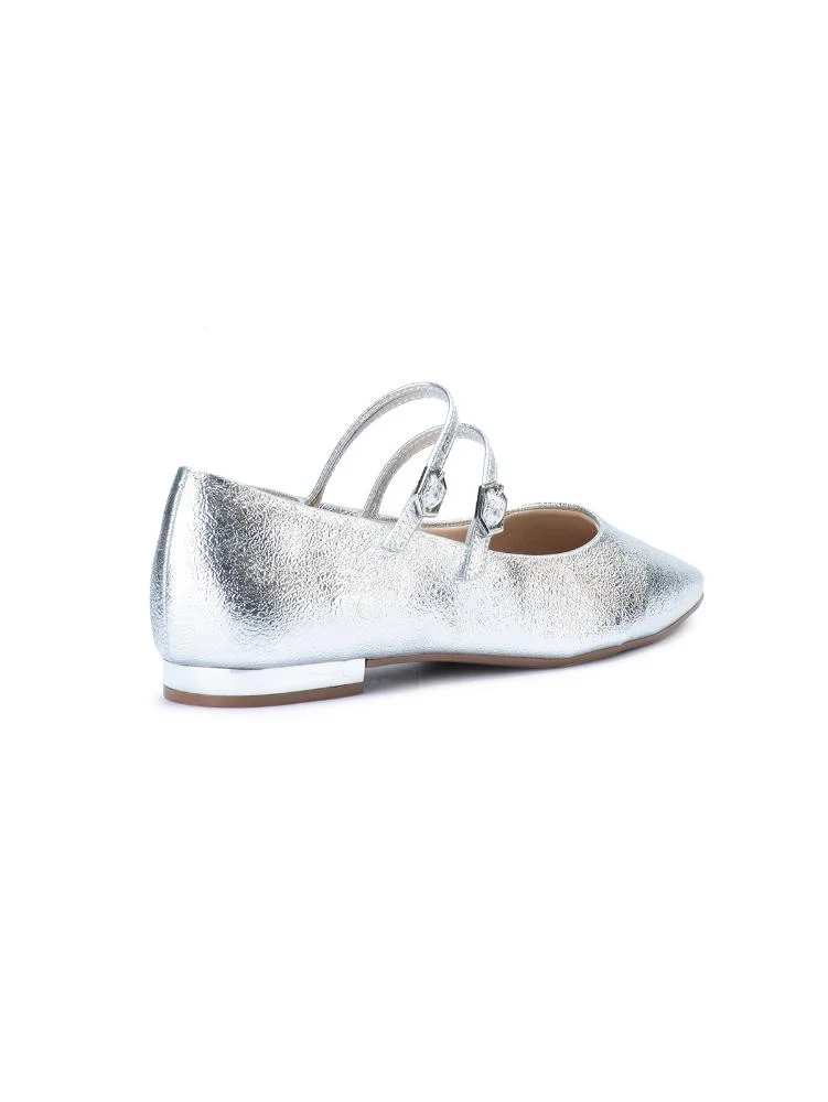 Sapatilha Mary Jane Bebecê Bico Quadrado Prata 4
