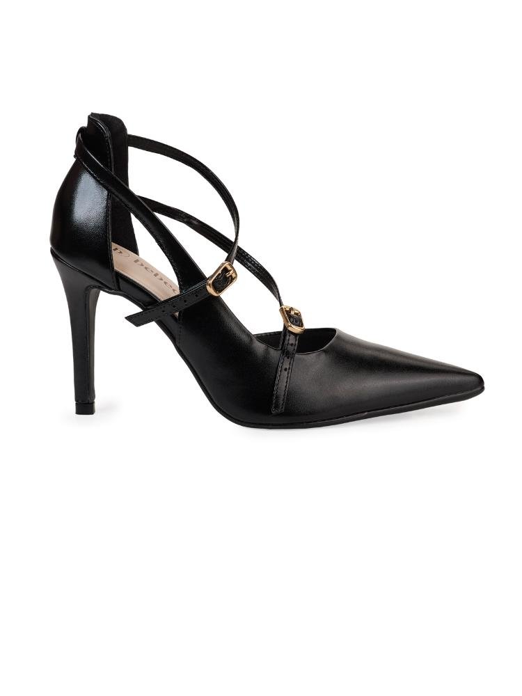 Scarpin Bebecê Bico Fino com Tiras Cruzadas e Salto Fino