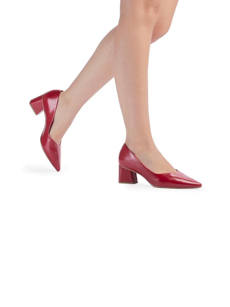 Scarpin Bebecê Clássico Salto Médio Geométrico Vermelho 2