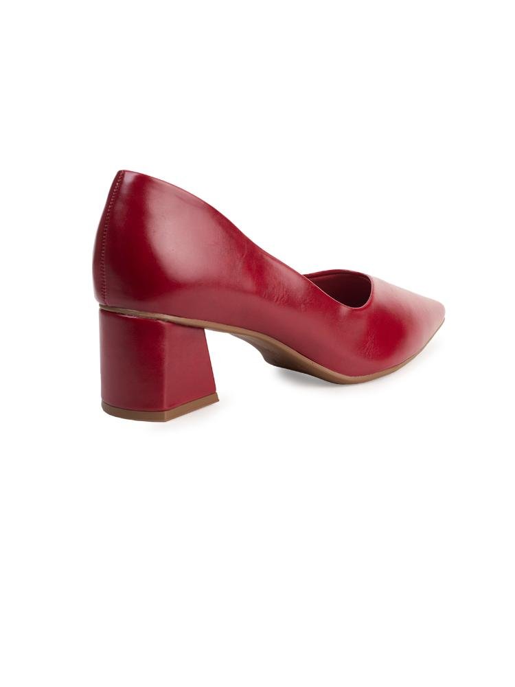Scarpin Bebecê Clássico Salto Médio Geométrico Vermelho 4