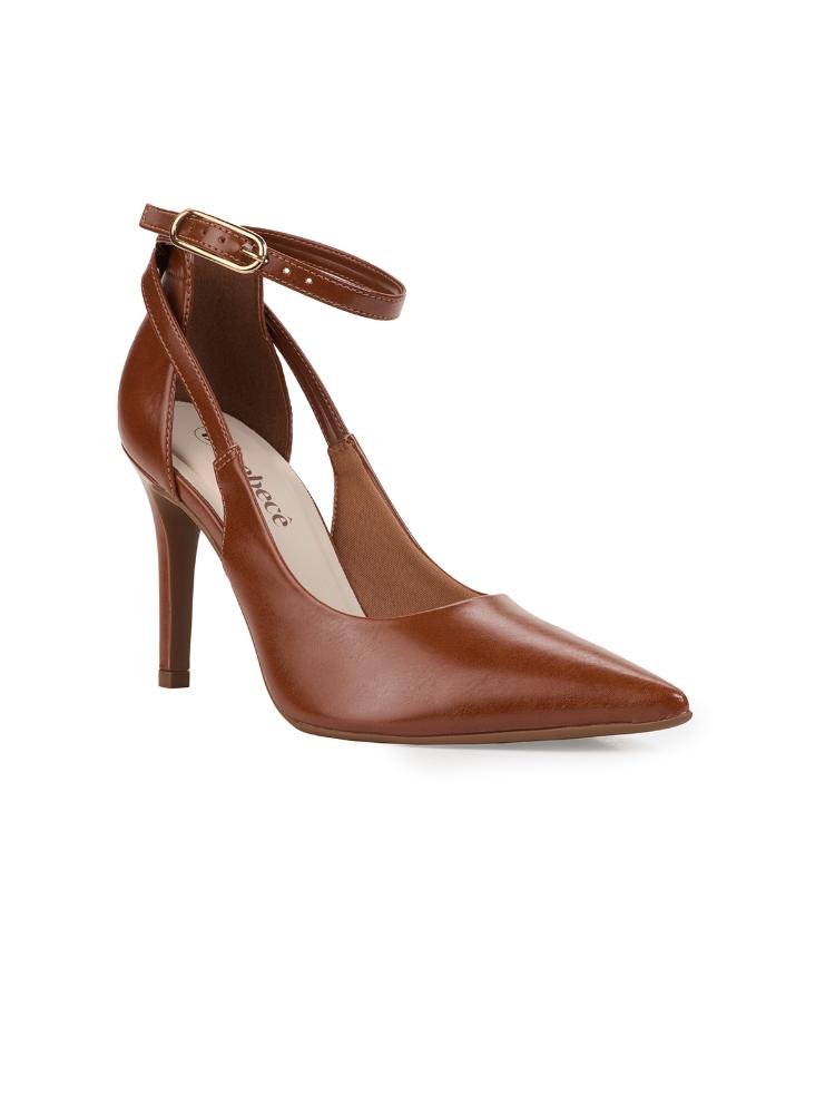 Scarpin Bebecê com Salto Fino Classica Marrom 3