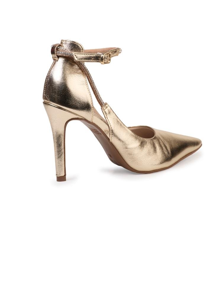 Scarpin Bebecê Salto Alto Clássico Dourado 4