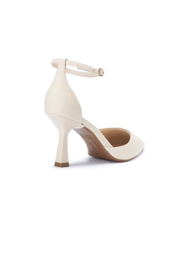 Scarpin Bebecê Salto Alto Taça Com Fivela Creme 4