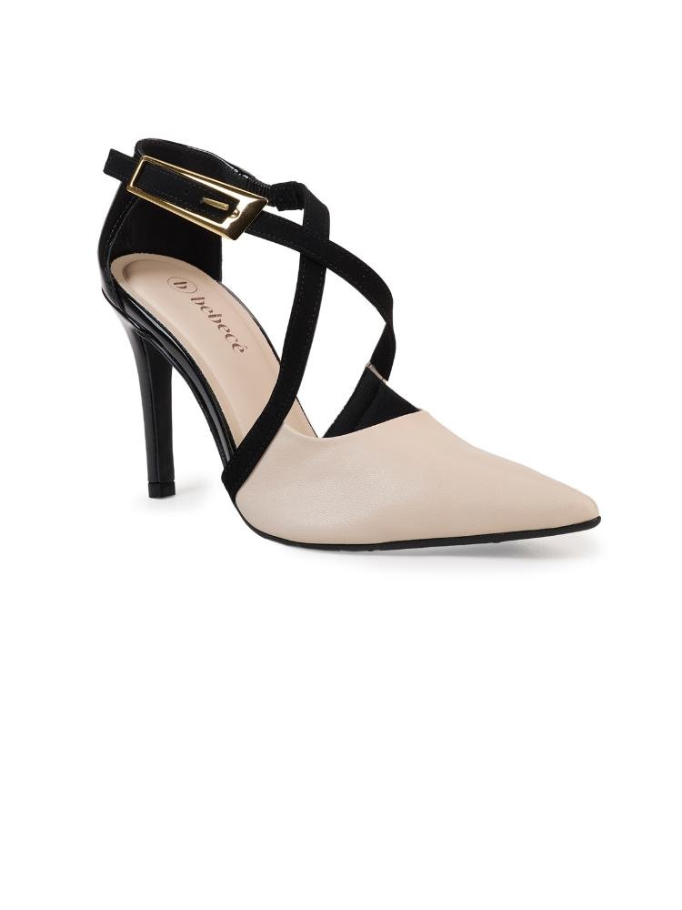 Scarpin Bebecê Salto Alto Tiras Com Fivela Elegante Creme 3