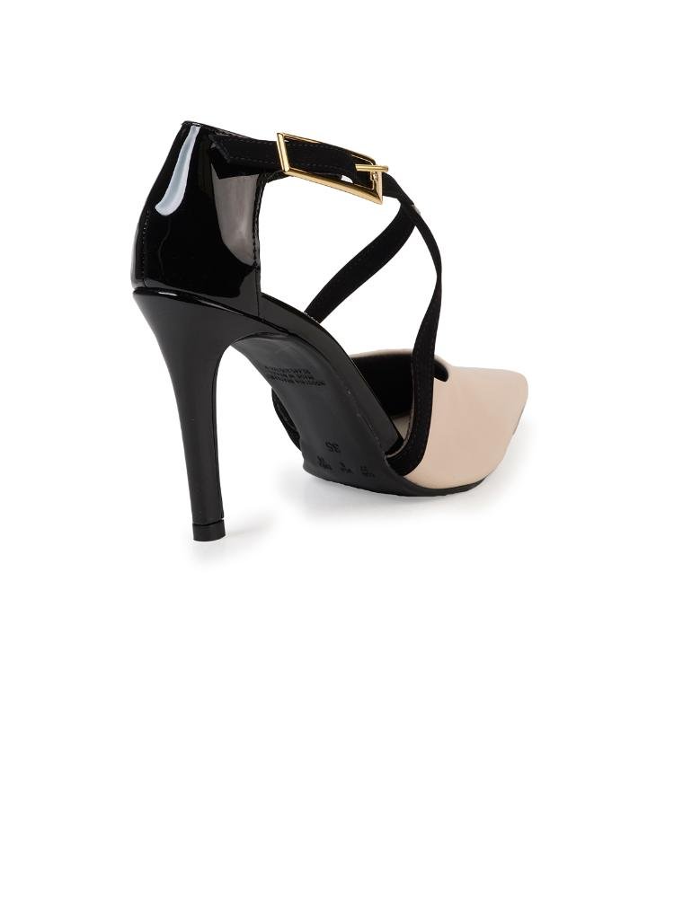 Scarpin Bebecê Salto Alto Tiras Com Fivela Elegante Creme 4