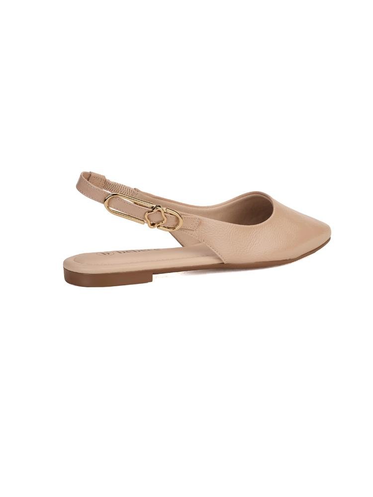 Sapatilha Slingback Bebecê Calce Facil Enfeite Fivela Bege 4